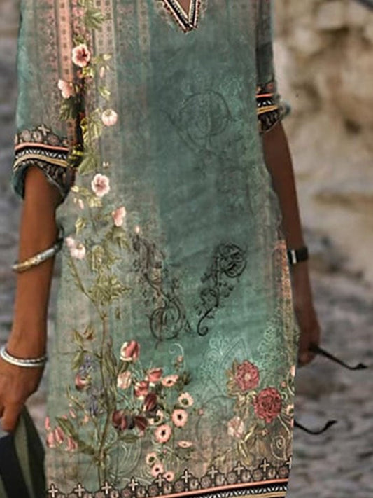 Vintage Floral Long Sleeve Dress
