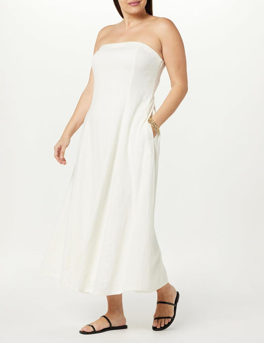 Women's Strapless Linen Maxi Dress